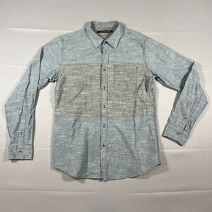 Stoic Button Up Shirt Mens Medium Gray Striped Cotton Single Chest Pocket Casual
